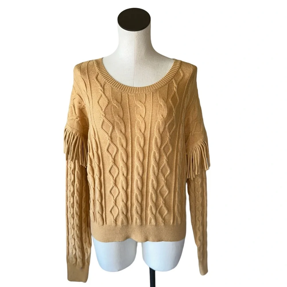 NWT Philosophy Fringe Sleeve Detail super Soft Sweater Viscose Blend Sweater